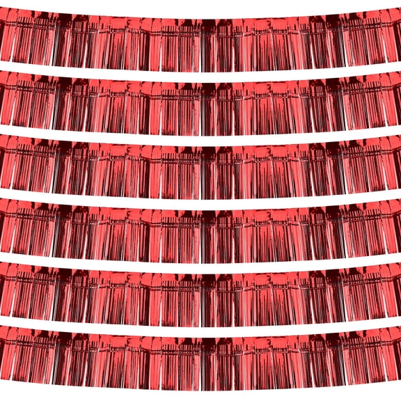 Uxcell 6-Pack Foil Fringe Garland 10 Feet Shiny Metallic Foil for Parties and Events Red