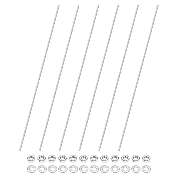 Uxcell 6-Pack Fully Threaded Rod, M4x400mm 304 Stainless Steel Right Hand Thread Bar Studs with Hex Nuts and Washers