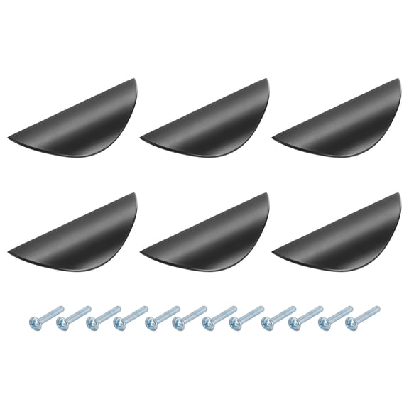 Uxcell 6 Pack Half Moon Cabinet Pull, 1.26" Hole Center Drawer Pulls Zinc Alloy Brushed Cabinet Pull Handles for Kitchen Cupboard Dresser Cabinet Hardware, Black