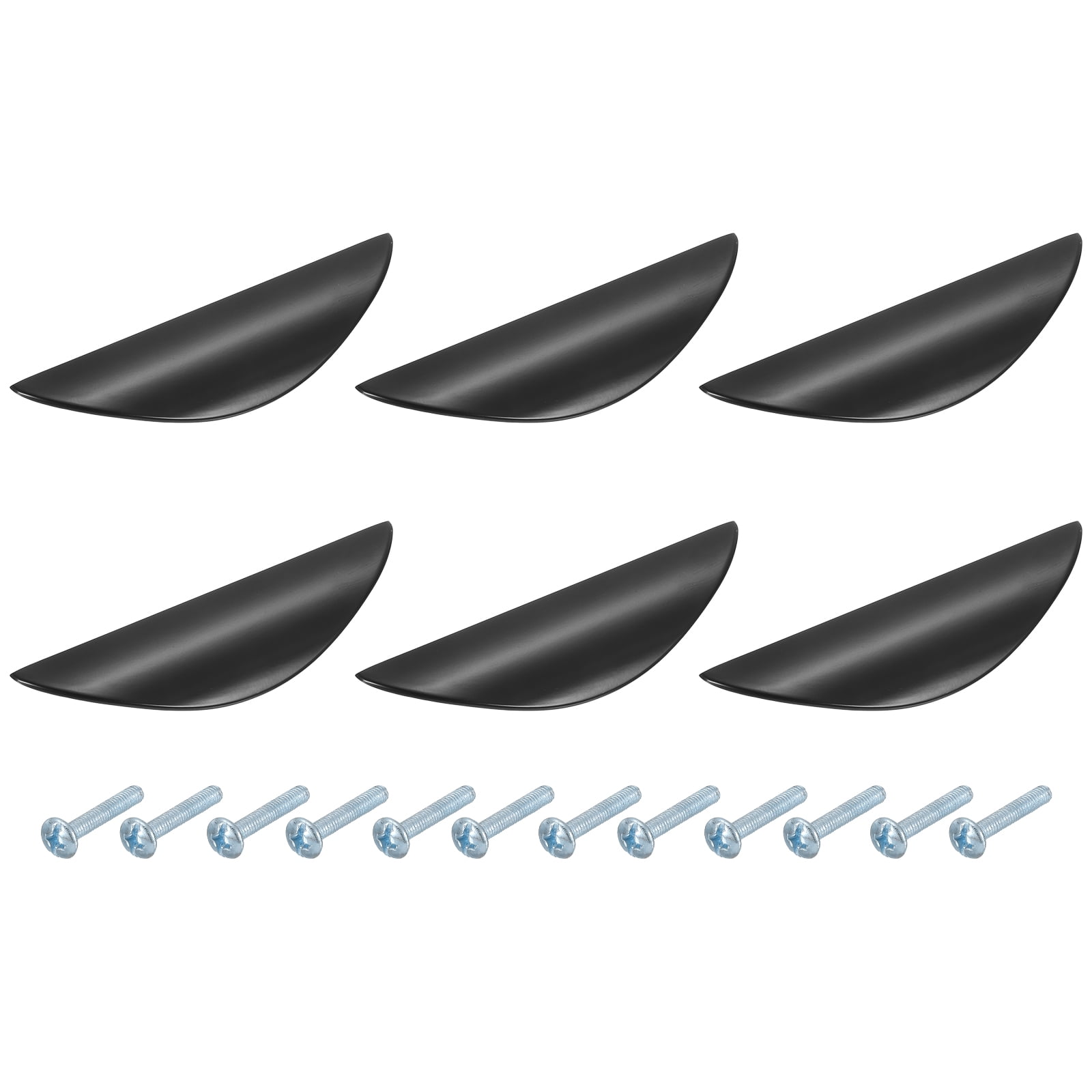 Uxcell 6 Pack Half Moon Cabinet Pull, 2.52" Hole Center Drawer Pulls Zinc Alloy Brushed Cabinet Pull Handles for Kitchen Cupboard Dresser Cabinet Hardware, Black