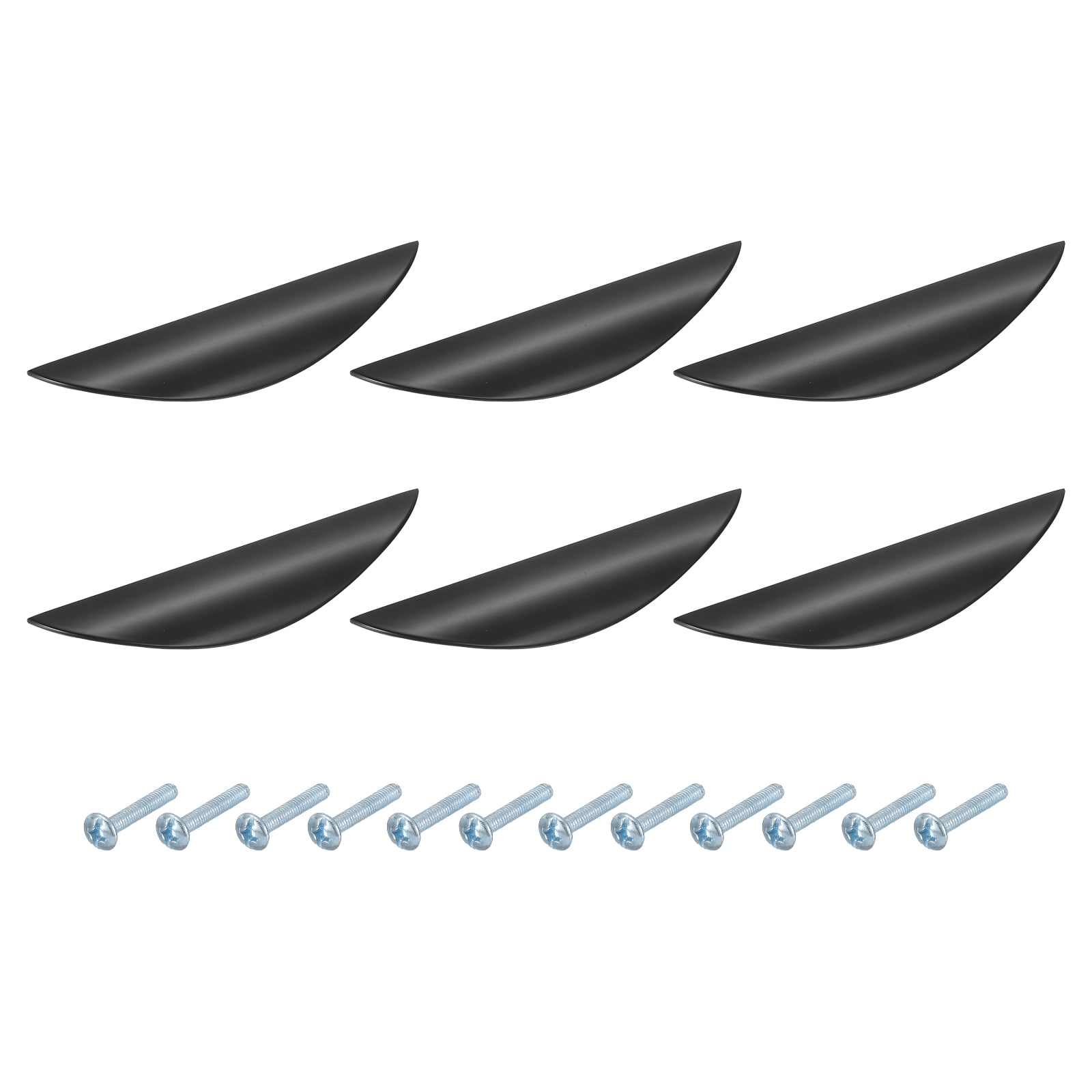 Uxcell 6 Pack Half Moon Cabinet Pull, 3.78" Hole Center Drawer Pulls Zinc Alloy Brushed Cabinet Pull Handles for Kitchen Cupboard Dresser Cabinet Hardware, Black