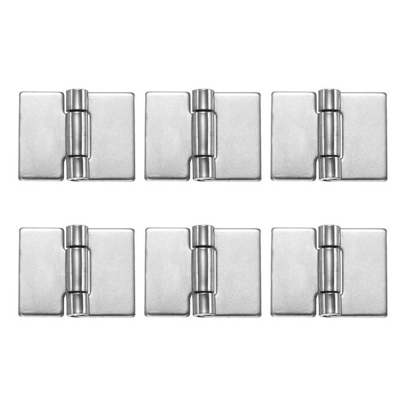 Uxcell 6 Pack Heavy Duty Weldable Hinges, 1" x 1.26" x 0.06" Weld on Butt Hinge 304 Stainless Steel Folding Metal Gate Hinges for Trailer Doors, Silver