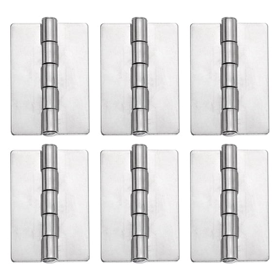 Uxcell 6 Pack Heavy Duty Weldable Hinges, 2.5" x 1.57" x 0.06" Weld on Butt Hinge 304 Stainless Steel Folding Metal Gate Hinges for Trailer Doors, Silver