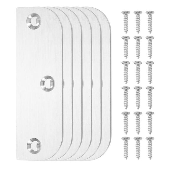 Uxcell 6 Pack Hinge Filler Plates, 3.5 Inch with 5/8 Inch Stainless Steel Door Edge Hole Filler Plate Deadbolt Cover Plate with Screws, for Change the Types of Your Doors, Silver
