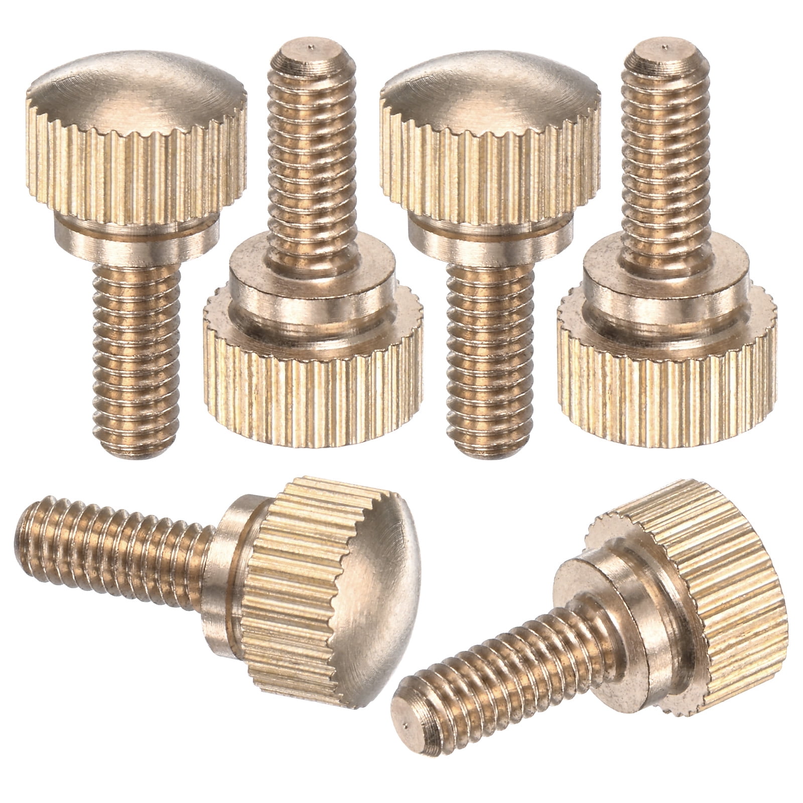 Uxcell 6-Pack Knurled Thumb Screws, M4x10mm Solid Brass Flat Head Knobs ...