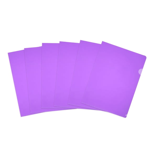 Uxcell 6 Pack L-Type Plastic Folders, Letter Size Clear Folders for Documents, Purple