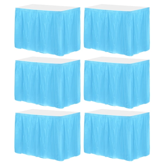 Uxcell 6 Pack Light Blue Plastic Table Skirts, 29 in x 14 Ft Table Skirts for Rectangle Tables, Disposable Table Covers