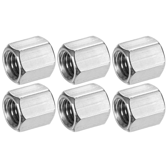 Uxcell 6-Pack M10 x 1.5-Pitch Hex Coupling Nuts, 15mm/0.59" Length 304 Stainless Steel Threaded Connector[Silver Tone]