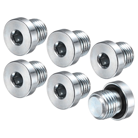 Uxcell 6-Pack M14x1.5mm Inner Hex Head Pipe Fitting Plug, Stainless Steel Sensor Socket Plug with Seal O-Ring Sealing Screw