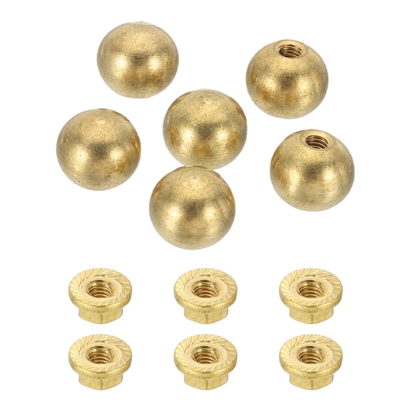 Uxcell 6 Pack M3 x 10mm Threaded Ball Knobs, Copper Thread Cap Nuts Knob Ball Nuts Knob Caps Nut Cover Screw Caps Balls Lamp Decoration for Lighting DIY Project, Copper