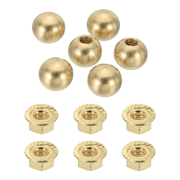 Uxcell 6 Pack M4 x 10mm Threaded Ball Knobs, Copper Thread Cap Nuts Knob Ball Nuts Knob Caps Nut Cover Screw Caps Balls Lamp Decoration for Lighting DIY Project, Copper