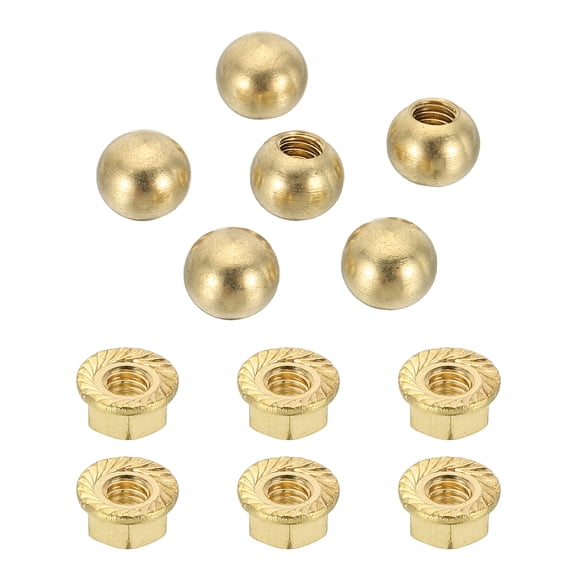 Uxcell 6 Pack M4 x 8mm Threaded Ball Knobs, Copper Thread Cap Nuts Knob Ball Nuts Knob Caps Nut Cover Screw Caps Balls Lamp Decoration for Lighting DIY Project, Copper