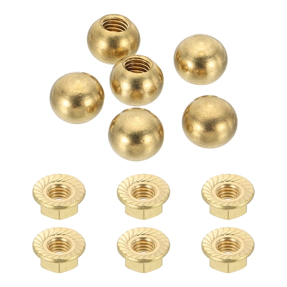 Uxcell 6 Pack M5 x 10mm Threaded Ball Knobs, Copper Thread Cap Nuts Knob Ball Nuts Knob Caps Nut Cover Screw Caps Balls Lamp Decoration for Lighting DIY Project, Copper