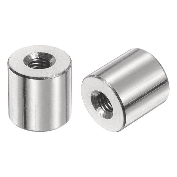 Uxcell 6 Pack M8 Round Connector Nuts, 304 Stainless Steel Coupling Nut 20mm/0.79" Length Sleeve Rod Bar Stud Nut for Bracket, M8x20x20mm