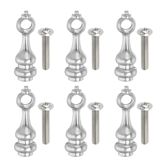 Uxcell 6 Pack Metal Gallery Rail Post, Shelf Rail Connectors with Screws, Glass Railing Post End Cap for Gallery, Shelves, Cabinets, Cart Spindles, Chrome