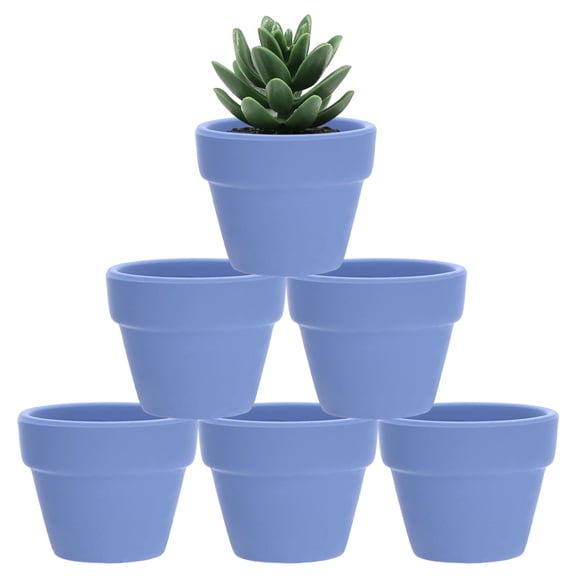 Uxcell 6-Pack Mini Terracotta Pots, 2" Ceramic Tiny Breathable Clay Planters with Drainage Holes [Light Purple]