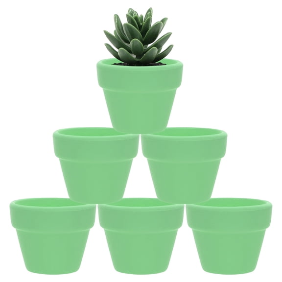 Uxcell 6-Pack Mini Terracotta Pots, 2" Ceramic Tiny Breathable Clay Planters with Drainage Holes [Mint Green]