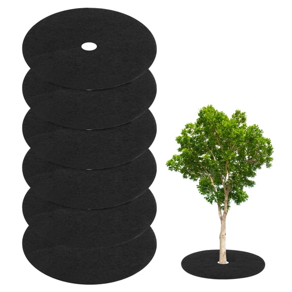Uxcell 6 Pack Non Woven Tree Cover Rings,20.4 Inch Weed Fabric Cover,Apply To Tree Mulch Ring(Round Black)