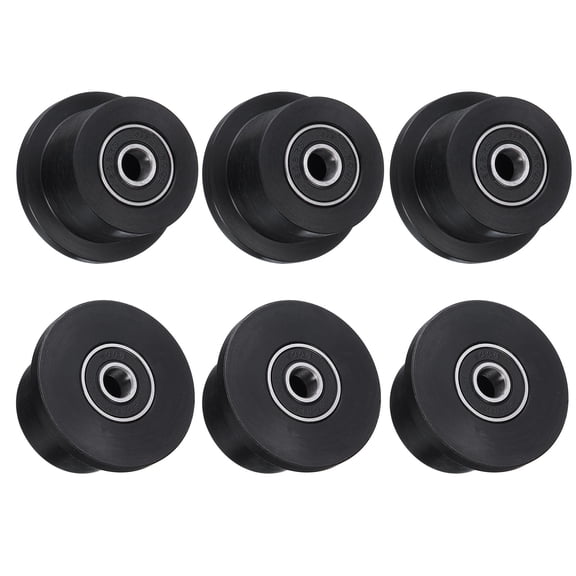 Uxcell 6 Pack Nylon Machined Wheels/Rollers Gym Replacement Wheels with Bearings Through Hole of 5/16" in Diameter, Black