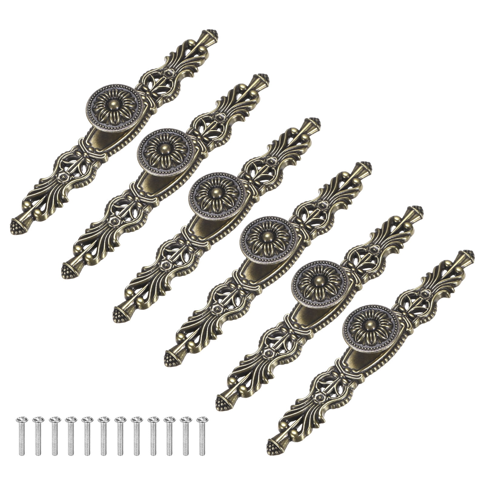 Uxcell 6-Pack Oil Rubbed Bronze Cabinet Knobs, 6.5" Long Rustic Zinc Alloy Bronze Knobs Handles [Bronze]
