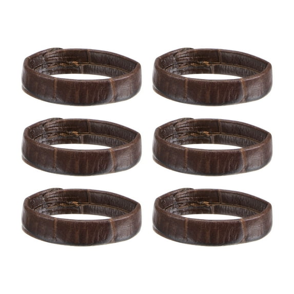 Uxcell 6 Pack PU Leather Loops Retaining Ring for 22mm Width Watch Band, Dark Brown