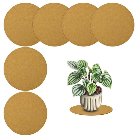 Uxcell 6-Pack Plant Coasters Mat Reversible 4 Inch Felt Round Absorbent Fabric