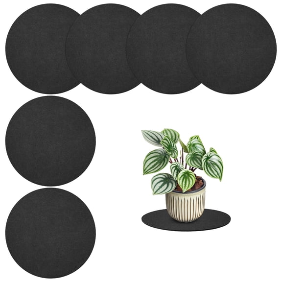Uxcell 6-Pack Plant Coasters Mat Reversible 4 Inch Felt Round Absorbent Fabric