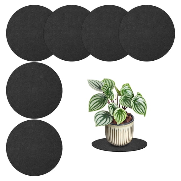 Uxcell 6-Pack Plant Coasters Mat Reversible 4 Inch Felt Round Absorbent Fabric