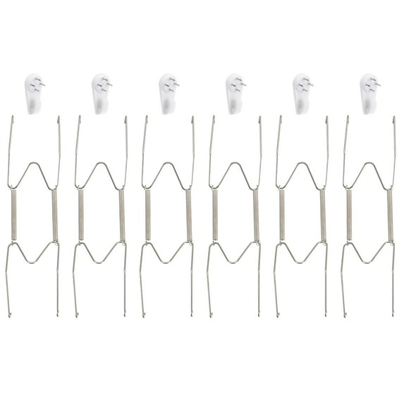 Uxcell 6Pack Plate Hanger, 8 Inch Stainless Steel Invisible Wall Plate Hangers for Decorative Plates, Silver