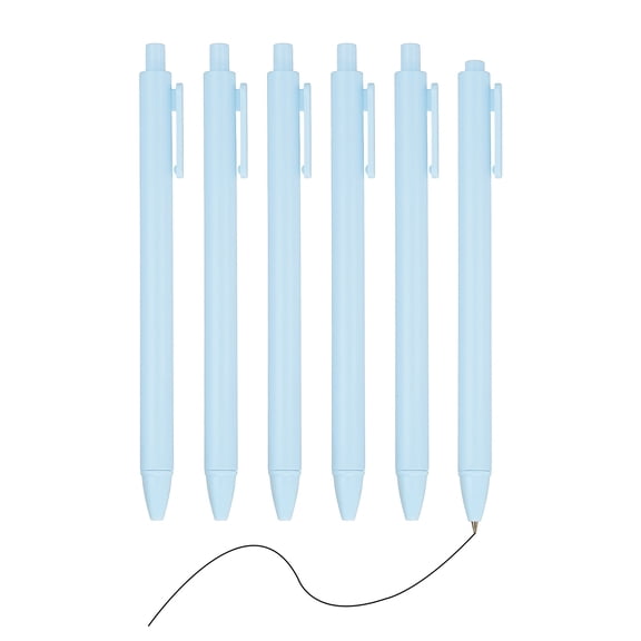 Uxcell 6 Pack Retractable Pens 0.5mm Black Gel Ink Fine Point Smooth Writing Cute Office Home Journaling Notebook Blue
