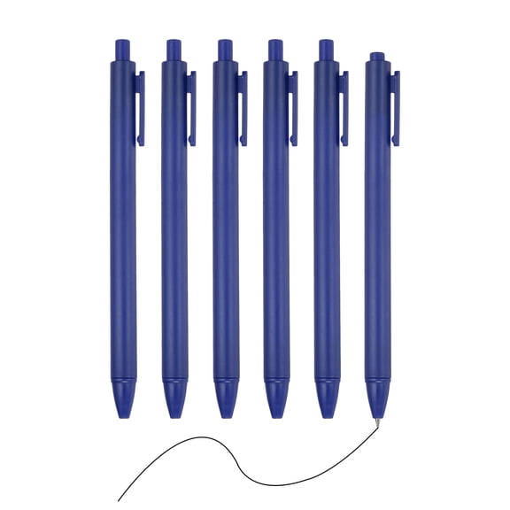 Uxcell 6 Pack Retractable Pens 0.5mm, Black Gel Ink Pens Retractable Ballpoint Pen Fine Point Smooth Writing Cute for Office Home Supplies Journaling Notebook, Dark Blue