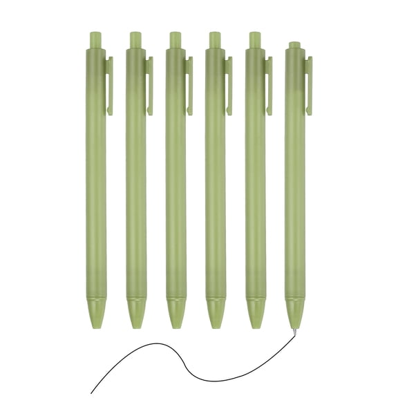 Uxcell 6 Pack Retractable Pens 0.5mm Black Gel Ink Fine Point Smooth Writing Cute Office Home Journaling Notebook Green