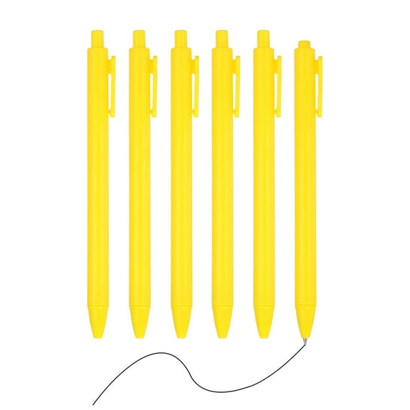 Uxcell 6 Pack Retractable Pens 0.5mm, Black Gel Ink Pens Retractable Ballpoint Pen Fine Point Smooth Writing Cute for Office Home Supplies Journaling Notebook, Dark Yellow