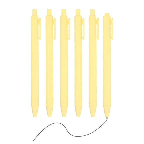 Uxcell 6 Pack Retractable Pens 0.5mm Black Gel Ink Fine Point Smooth Writing Cute Office Home Journaling Notebook Light Yellow