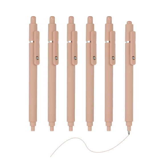 Uxcell 6 Pack Retractable Pens 0.5mm, Pink Gel Ink Pens Retractable Ballpoint Pen Fine Point Smooth Writing Cute for Office Home Supplies Journaling