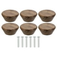 thumbnail image 1 of Uxcell 6 Pack Round Wood Drawer Knob, 1 3/4" Diameter Flat Head Dresser Knobs Wooden Knobs with Screws for Furniture Drawer Dresser Wardrobe Cupboard, Walnut, 1 of 6