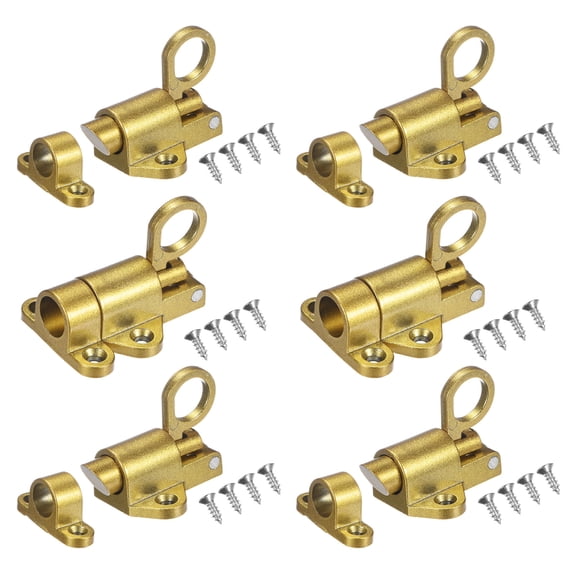 Uxcell 6-Pack Self-Closing Latch Aluminum Alloy Automatic Window Sliding Latches with Screws for Door/Window [Gold]