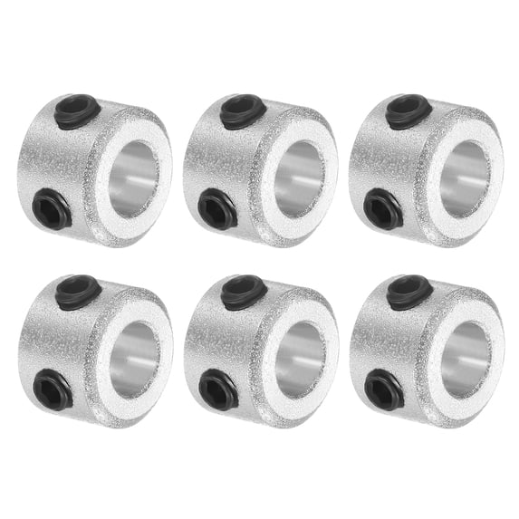 Uxcell 6 Pack Set-Screw Collars 6mm Bore, Aluminum Alloy Shaft Collars, 12mm OD, 8mm Width Axle Collar Clamp for Linear Rod Shaft Guide