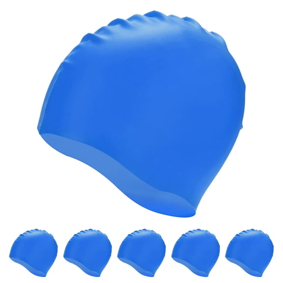 Uxcell 6-Pack Silicone Swim Cap, Unisex Non-Slip Waterproof Swimming Hat [Dark Blue]