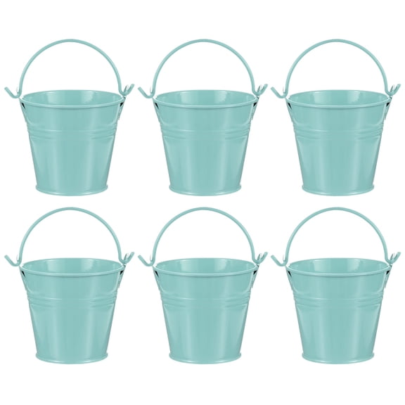Uxcell 6-Pack Small Metal Bucket with Handle, 2.8 x 2.4 Inch Iron Mini Buckets for Farmhouse Flower/Garden Planters [Peacock Blue]