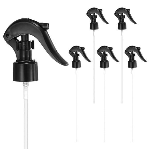 Uxcell 6-Pack Spray Bottle Nozzle Replacement, Plastic Mini Trigger Spray Nozzle Head with Tube [Black, Head Only]