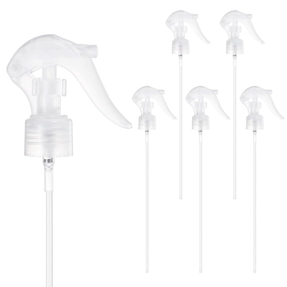 Uxcell 6-Pack Spray Bottle Nozzle Replacement, Plastic Mini Trigger Spray Nozzle Head with Tube [Transparent, Head Only]