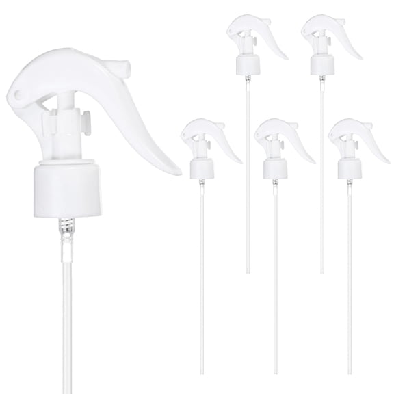 Uxcell 6-Pack Spray Bottle Nozzle Replacement, Plastic Mini Trigger Spray Nozzle Head with Tube [White, Head Only]
