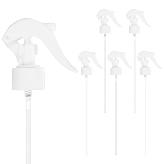 Uxcell 6-Pack Spray Bottle Nozzles Replacement, Plastic Mini Trigger Spray Nozzle Head with Tube [White, Head Only]