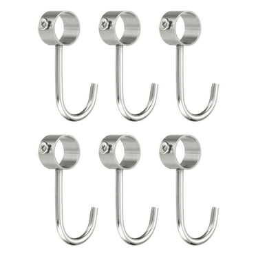 Uxcell 6 Pack Stainless Steel 19mm Inner Dia Pipe Rod Hooks Coat Hook, Silver