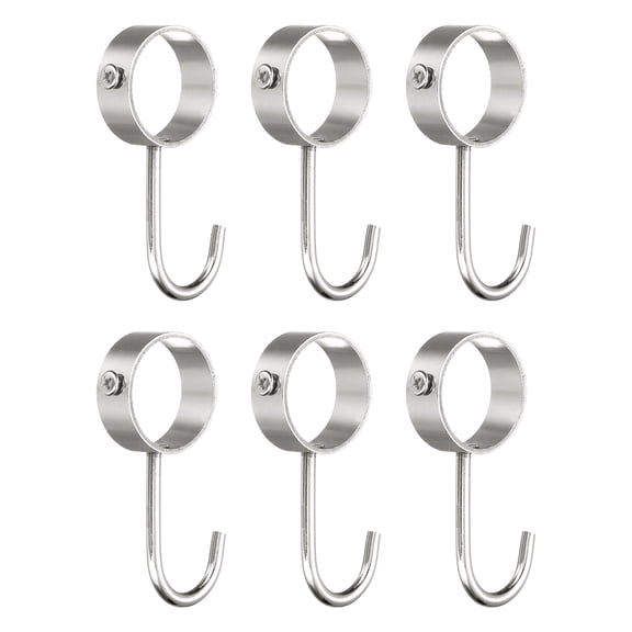 Uxcell 6 Pack Stainless Steel 34mm Inner Dia Pipe Rod Hooks Coat Hook, Silver