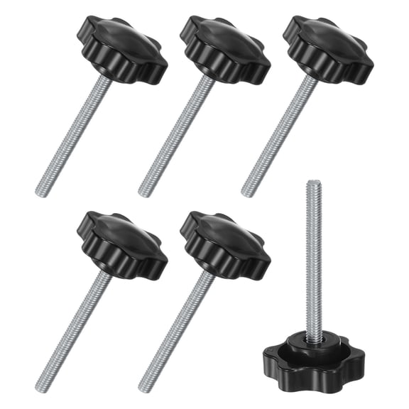 Uxcell 6-Pack Star Clamping Knobs, M6x70mm Hand Tightening Screws Handle 38mm