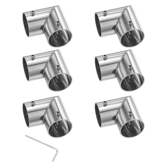 Uxcell 6-Pack Structural Pipe Connector, 90 Degree 2 Way Pipe Fittings Stainless Steel Pipe Connector for OD 1" or 25MM Pipe