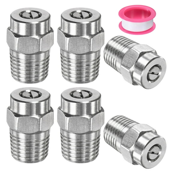 Uxcell 6 Pack Surface Clean Tips - 40 Degree 1/4" NPT Male Pressure Washer Nozzles, Stainless Steel with Sealing Tape ( 1mm Orifice )