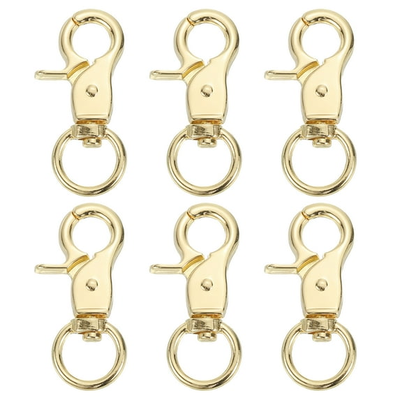 Uxcell 6 Pack Swivel Snap Hook, 13mm(1/2") Trigger Snap Heavy Duty Metal Lobster Claw Clasp Lanyard Clips for Straps Bags Belting Leathercraft, Light Gold